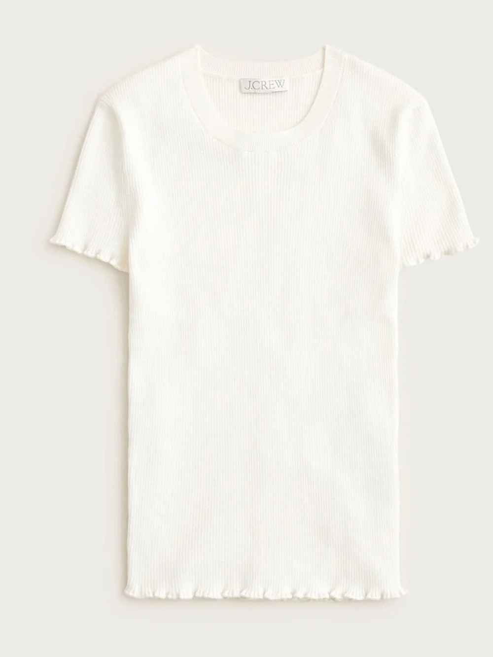 J crew Ruffle-trim T-shirt in TENCEL™ lyocell blend ivory